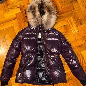 Kids SAM Purple Puffer Jacket with REAL Fur Hood